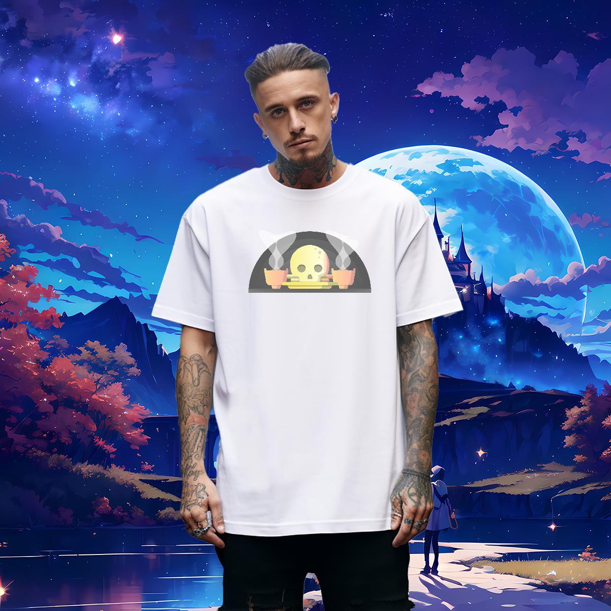 Loose Fit T shirt 230g 100% Cotton skull Daily Wear DIY Breathable Crew Neck Men Tees Fashion New Tops Shirt