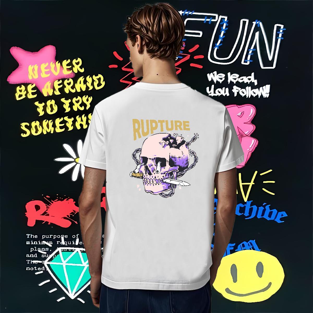 Loose Fit T-Shirts for Men 230g 100% Cotton skull Casual Beach Oversized 3XL 4XL Breathable Soft Mens Tshirts Designer Fashion Tops Tees