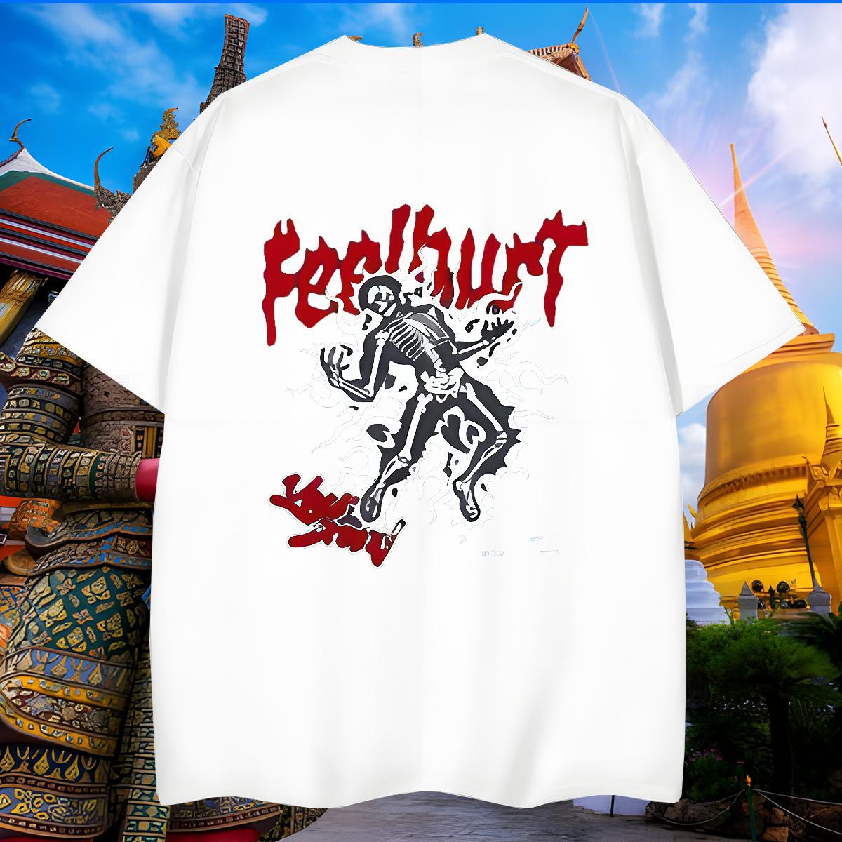 Loose Fit T Shirts Men 100% Cotton 230g skull Casual Beach Custom Cartoon Breathable Crew Neck Couples T Shirts Designer Fashion Tees Shirts
