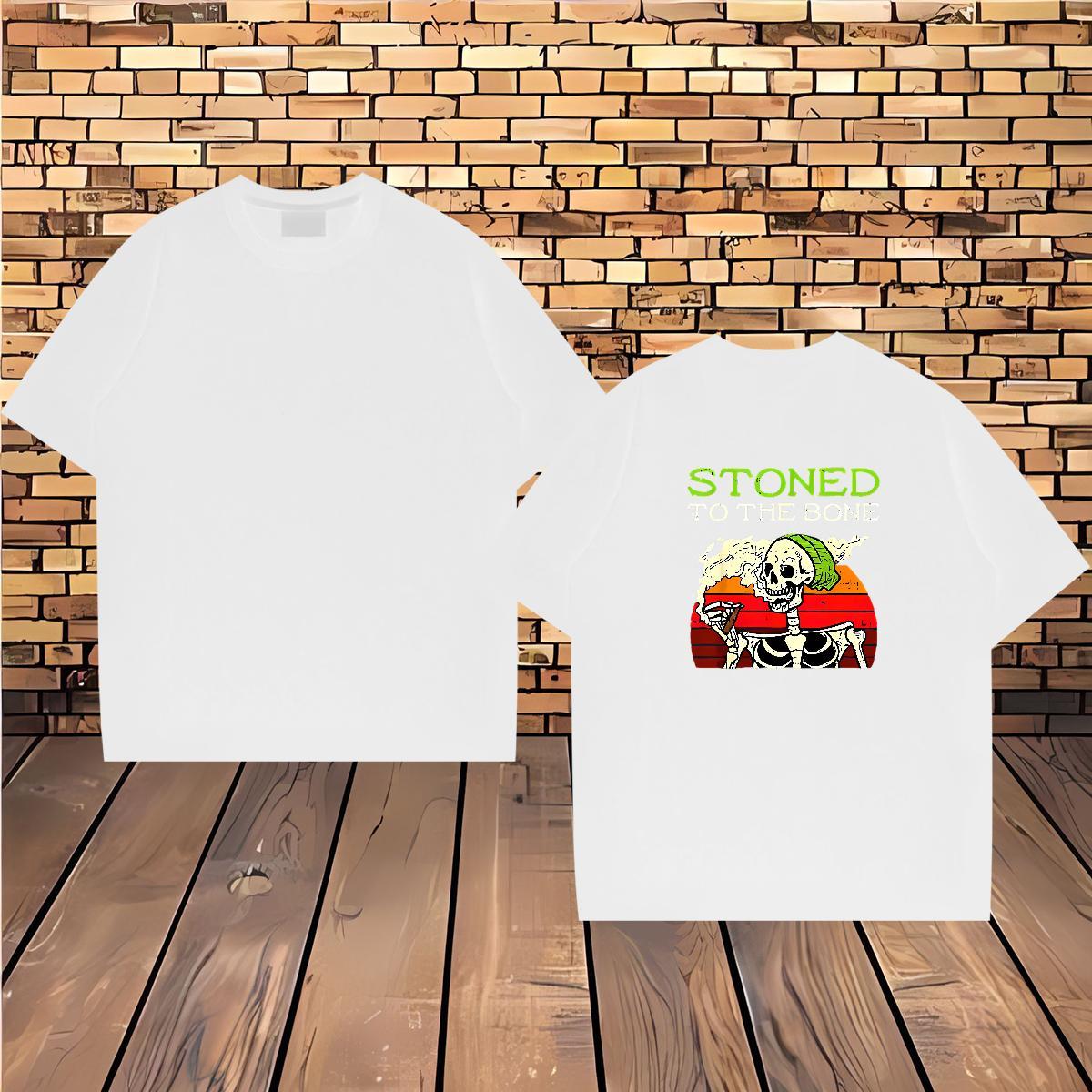 Comfortable T-Shirts 230g 100% Cotton skull Outdoor Custom Printed Short Sleeve Soft Men Tops Tees DIY Customized Clothings