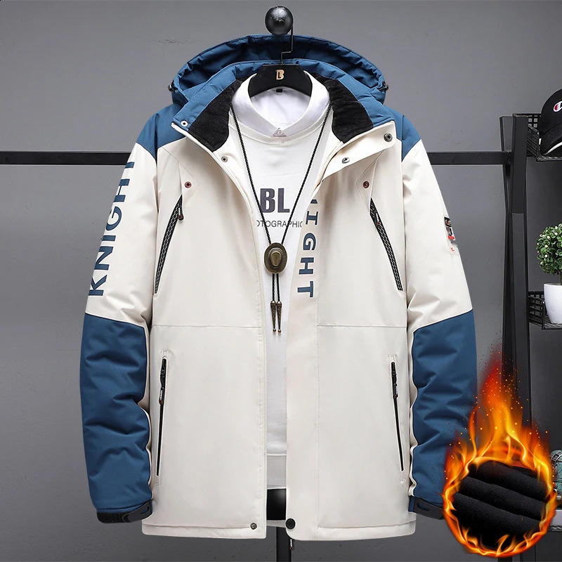 Outdoor Black Fashion Parkas Zipper Jacket Winter Thick Velvet Oversized 7XL 8XL 9XL Mens Windproof and Waterproof w240822