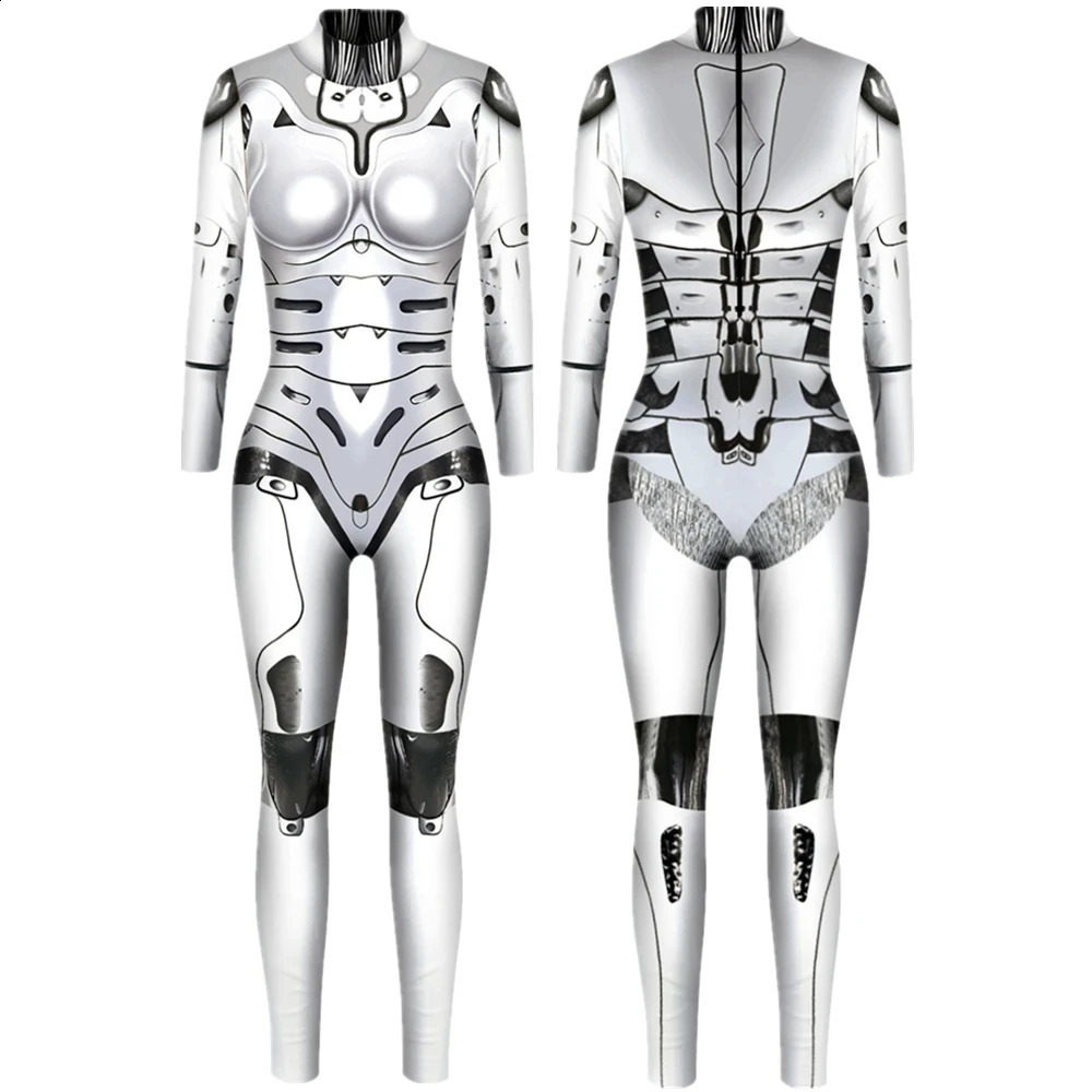 Robot punk jumpsuit bodysuit sexy female cosplay costume cyberpunk Zentai Halloween 240823