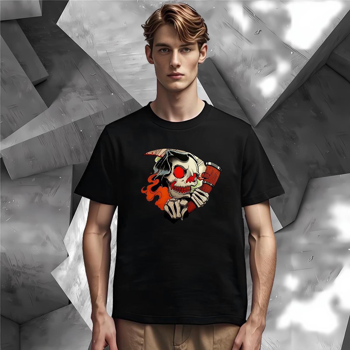 Free Shipping T-Shirts for Men 100% Cotton 230g skull Street Wear Custom Printing Breathable Soft Mens Tshirts DIY Customized Clothings