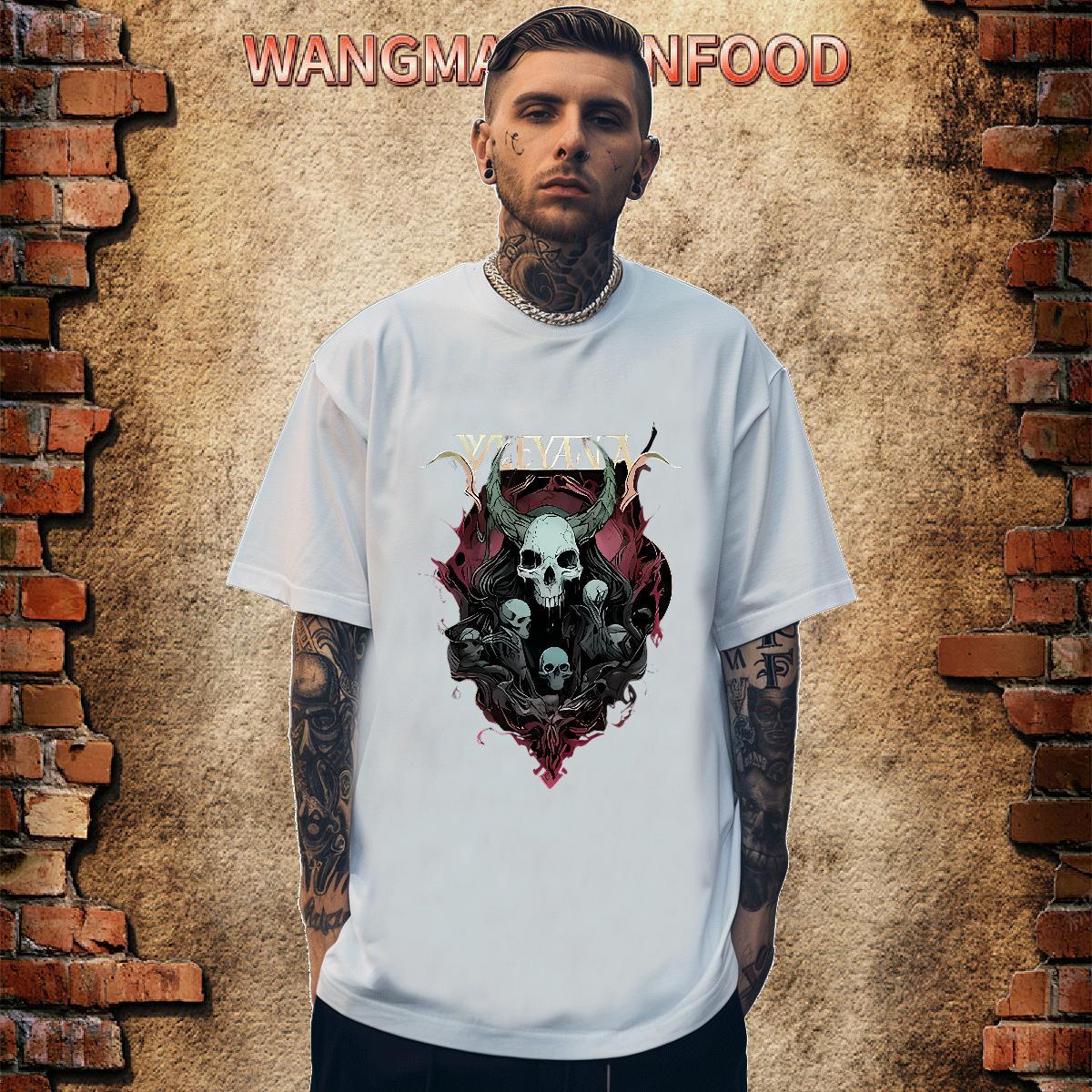 Designer T Shirt For Man 230g Cotton skull Home Outdoor Oversized 3XL 4XL O-Neck Short Sleeve Tshirt for Man Woman Brand Tees