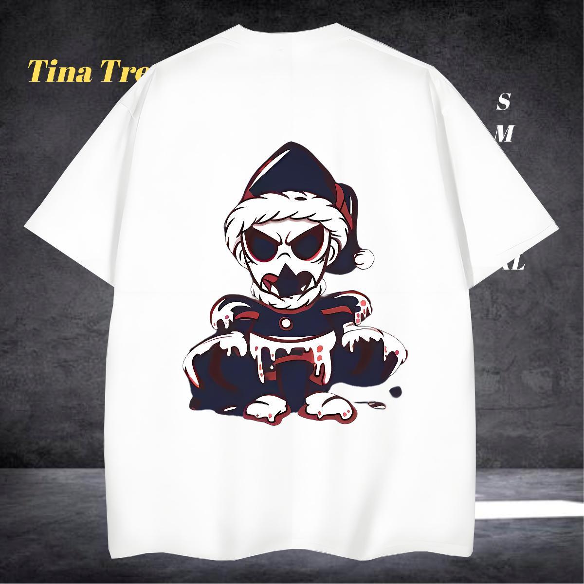Loose Fit Men T Shirts 230g Cotton skull Summer Casual Anime Print Breathable Crew Neck Couples T Shirts DIY Tops Tees
