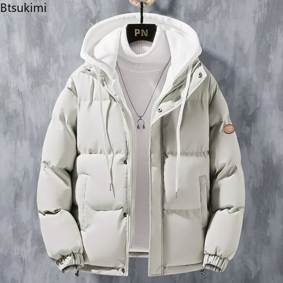mens casual thick wool warm hooded Parkas jacket autumn waterproof pocket Parka 240822