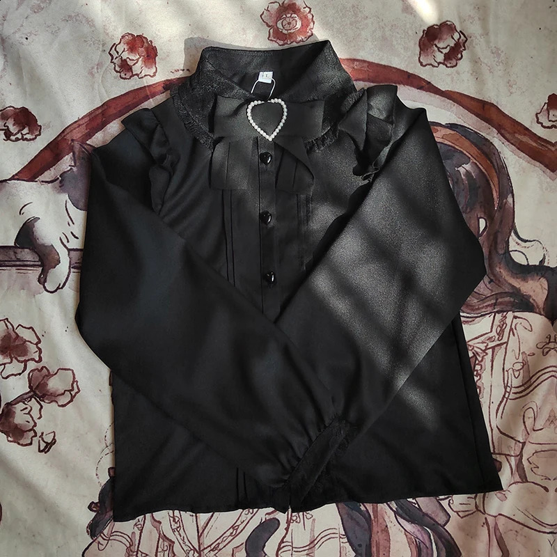 Kawaii womens shirt Lolita Y2K cute Japanese style shirt elegant long sleeved sweet top casual office womens aesthetic shirt 240823