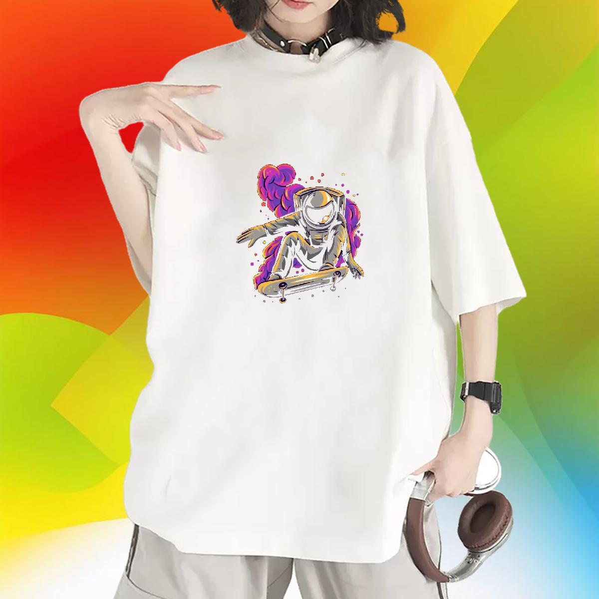 Unisex Couples T Shirts 100% Cotton 230g universe Beach T Shirts Women Breathable Crew Neck DIY Printed Tee Shirt