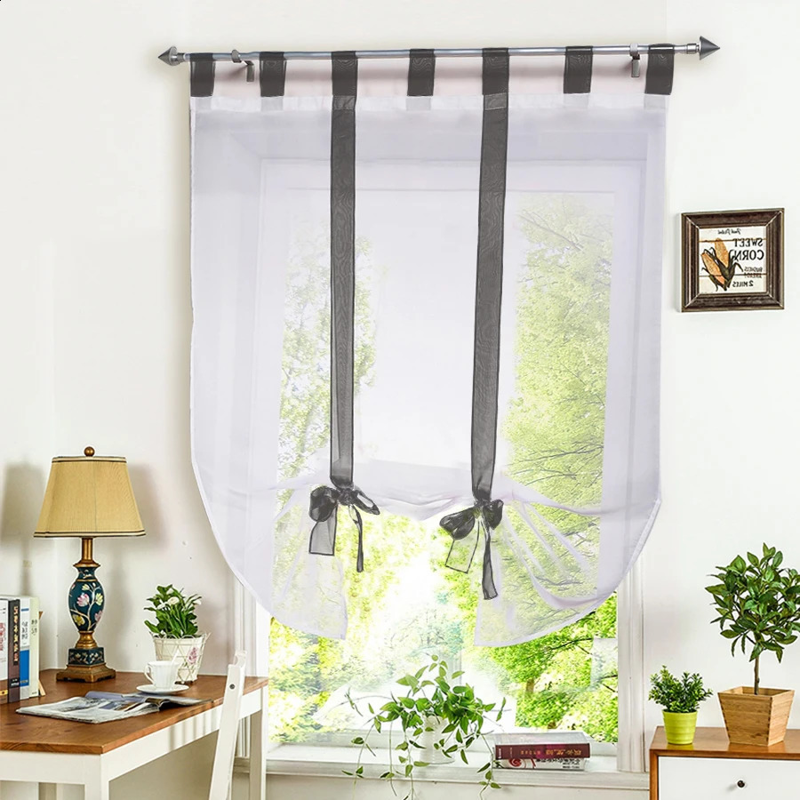 Tulle Curtains European Kitchen Curtains Home Wave Blinds Stitching Colors Living Room Balcony Tieblinds Curtain 1pc 240823