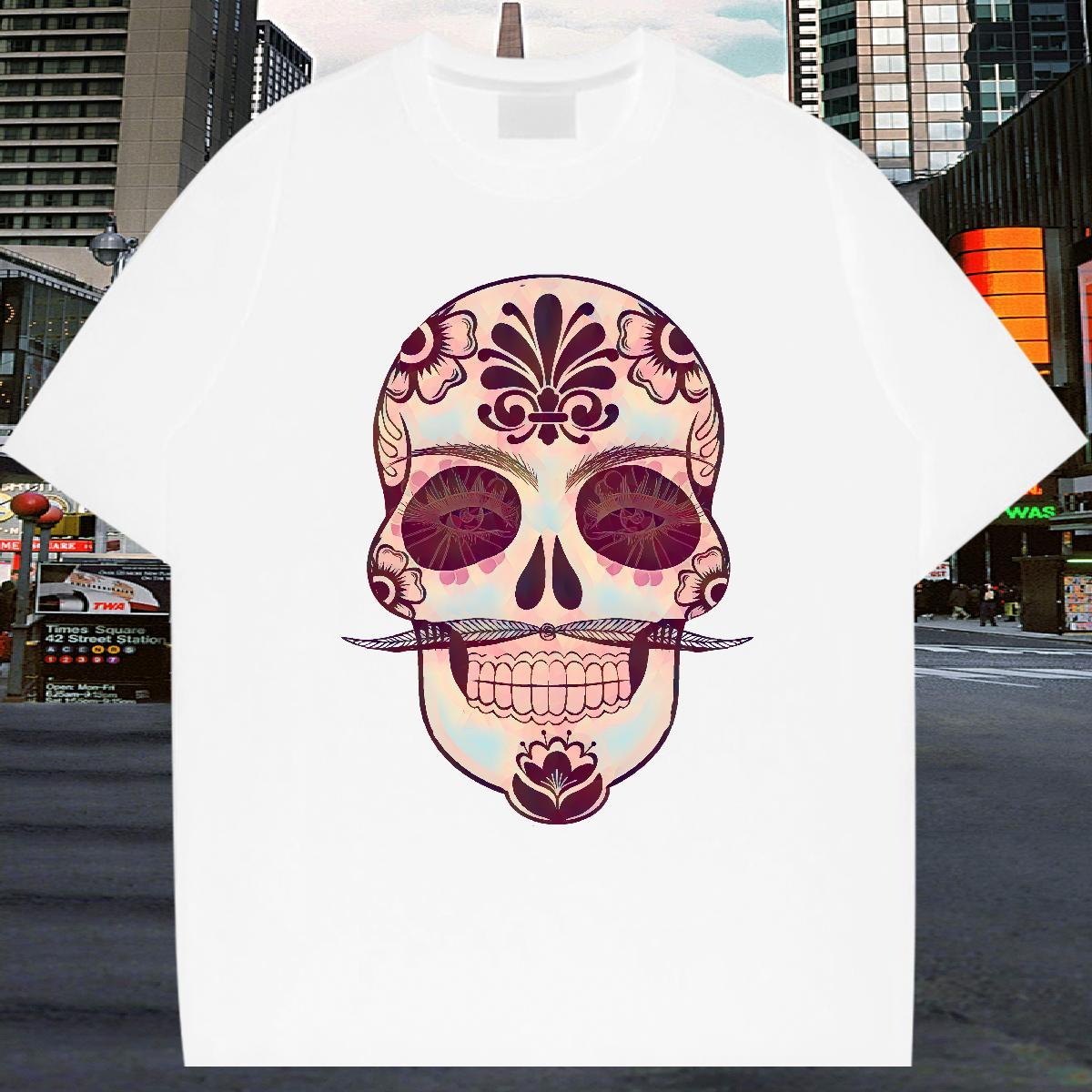 Popular T Shirt For Man 230g 100% Cotton skull Street Wear Custom Cartoon Breathable Crew Neck Tshirts Designer Tees