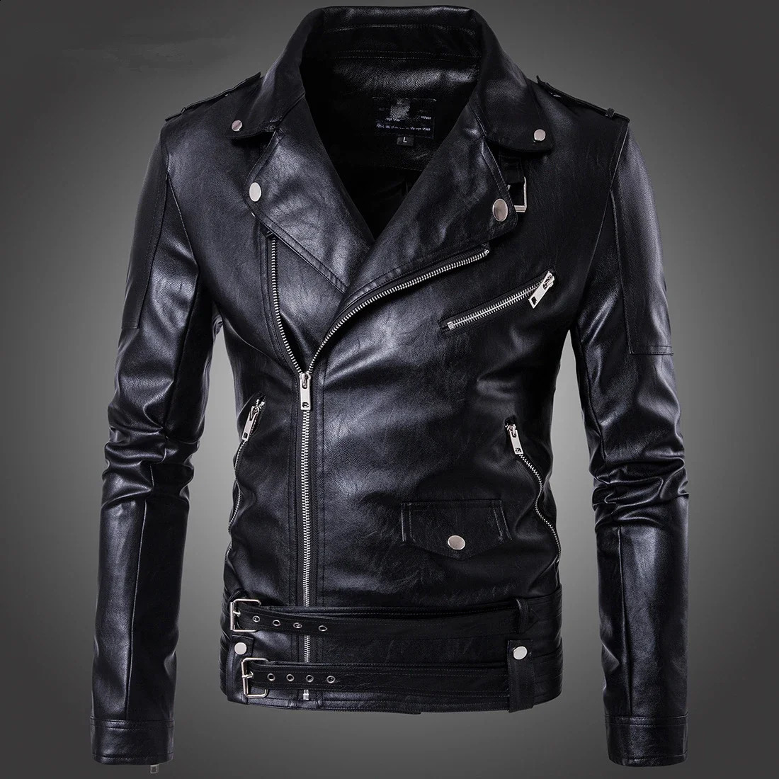 Moto Biker Leather Suede Outerwear Men Leather Jacket Slim Fit Motorcycle Jacket Zipper Casual Coat Spring Autumn Winter 240822