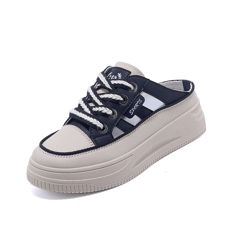 Ddmysports Baotou Alf Slippers Female New Summer Mesh Breathable Thick Bottom White One Step Pregnant Shoes B OUTDOOR