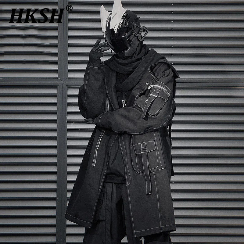 HKSH Heavy Industry Spring Autumn China-chic Irregular Windbreaker Coat Mens Dark Sfari Style Zipper Decoration Jacket HK0158 240822