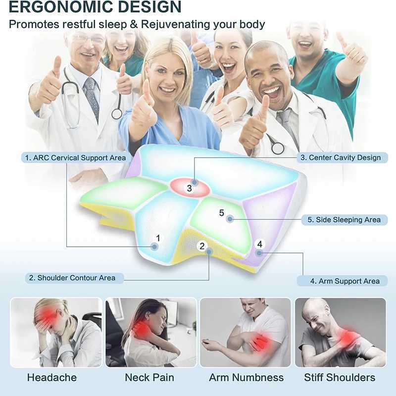1pc Memory Foam Cervical 2 in 1 Ergonomic Contour Orthopedic Pillow for Neck Pain Contoured Support PillowsNeck PillowXJ240822 dh3628137