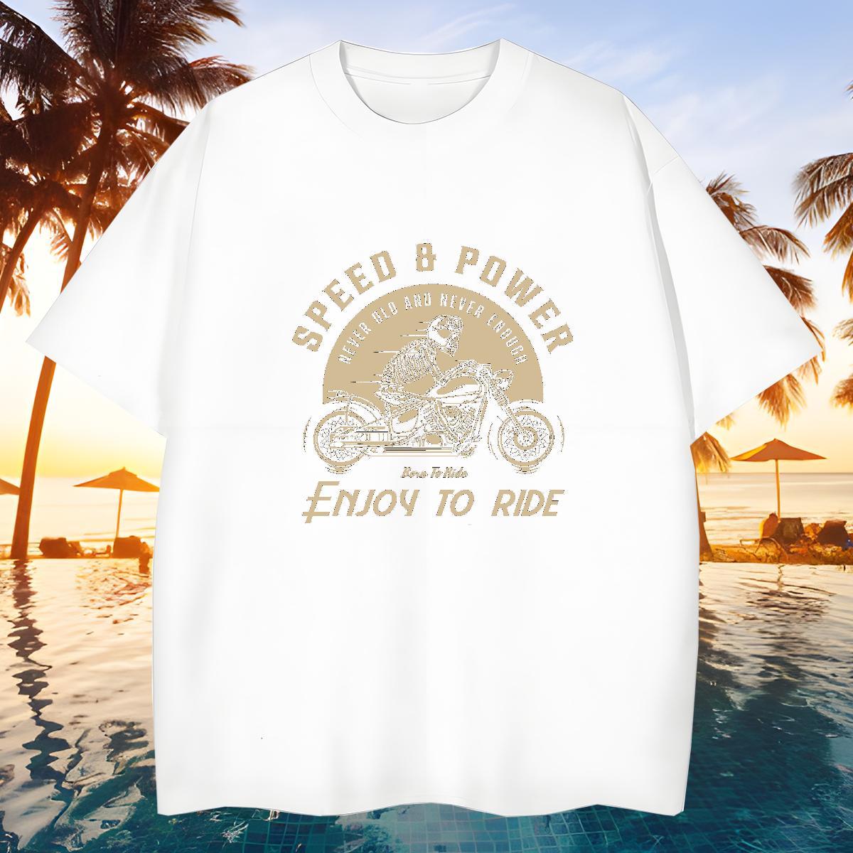 Loose Fit Man T Shirts 230g Cotton skull Street wear Hip Hop Skull O-Neck Short Sleeve Tshirts DIY Tops Tees