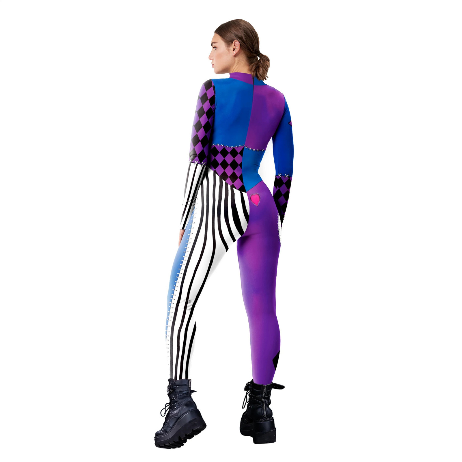 Role playing costume womens clown bodysuit Halloween sexy 3D printing holiday carnival Zentai roleplaying set 240823