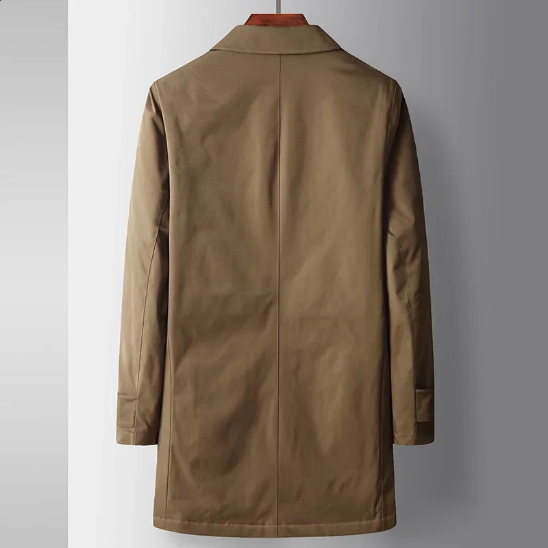 Winter Thick Warm Black Khaki Trench Coat Plus Size Casual Business Long White Duck Down Coat Office Wear Button Overcoat 4xl 240822