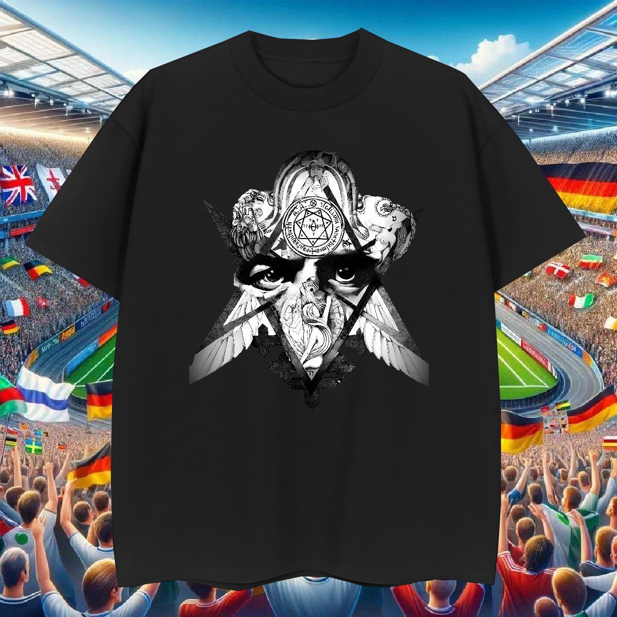 Cool Men T Shirts 230g Cotton eye of the devil Summer Casual Plus Size Cartoon Short Sleeve Soft Couples T Shirts 2024 DIY Tops Shirt