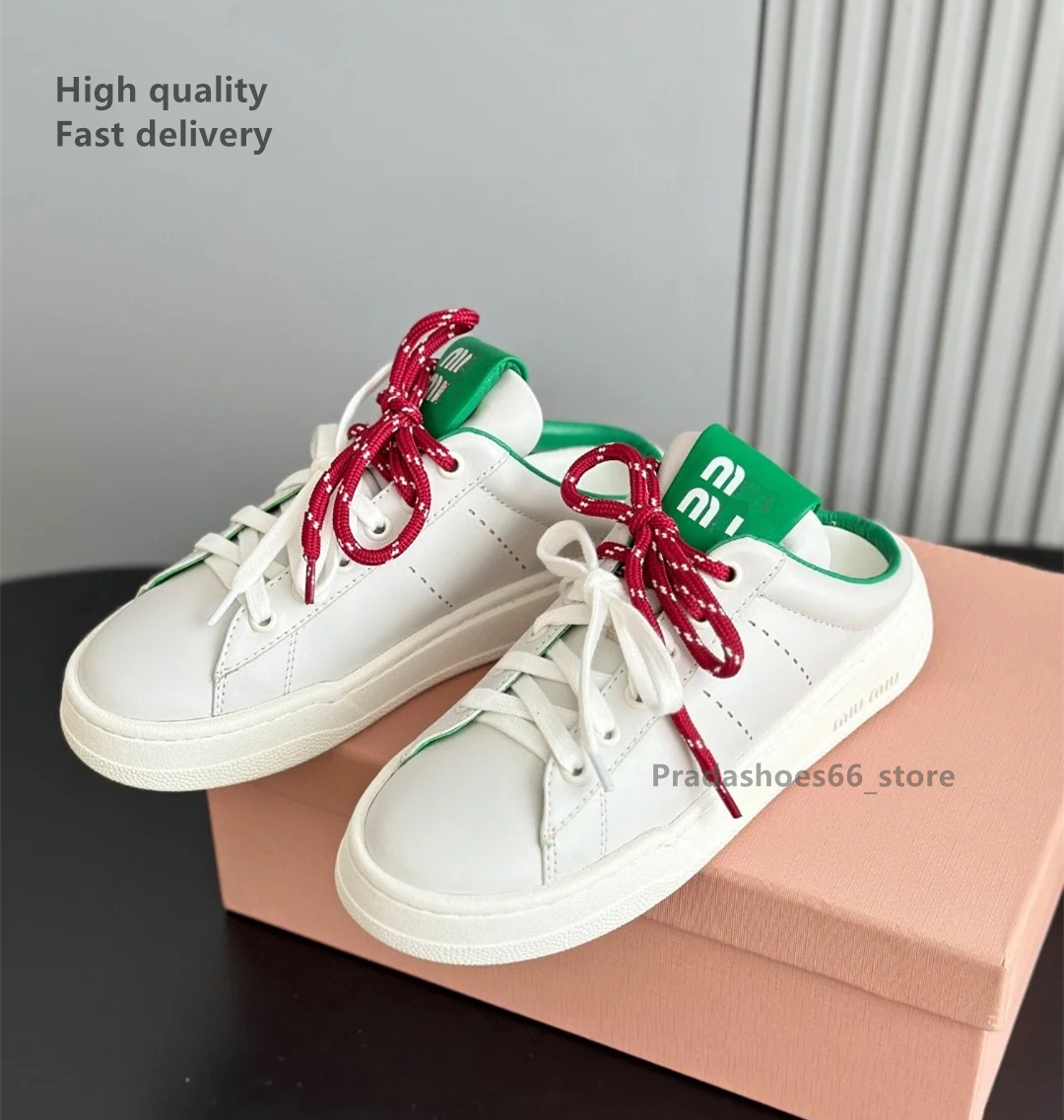 2024 Luxury designer Leather Sneakers White Platform Woman Sports Sneakers Female Vulcanized Shoes mius Sneakers Casual Ladies Trainers Half slippers Slide Alex