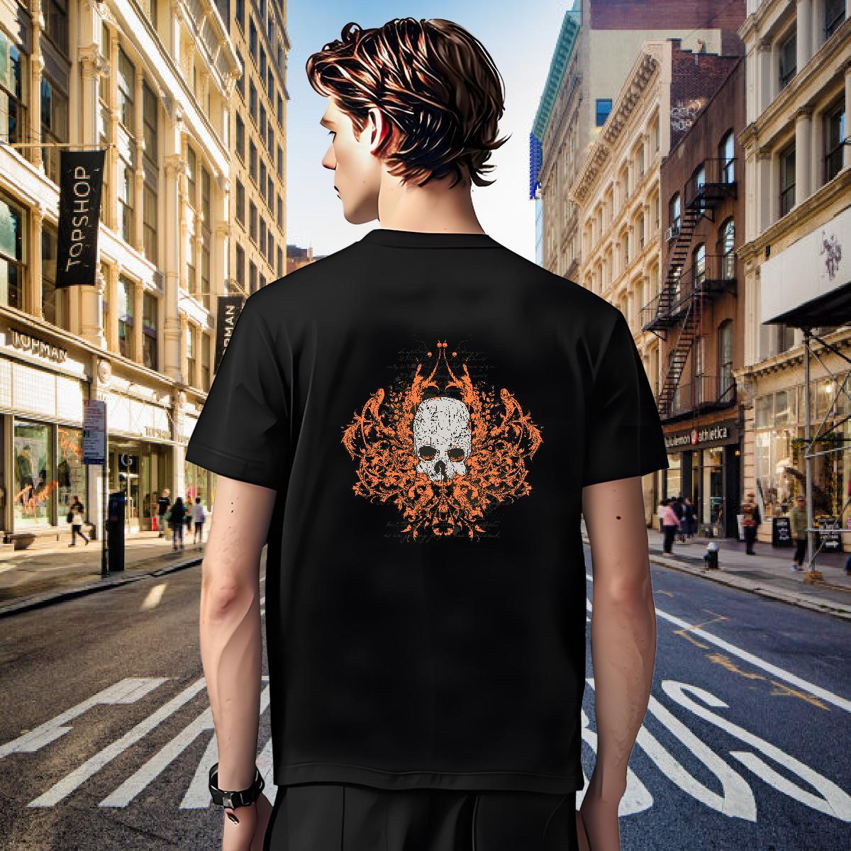 Loose T-Shirts 100% Cotton 230g skull Home Outdoor White Plus Size Breathable Short Sleeve Men Tees Casual New Top Tees