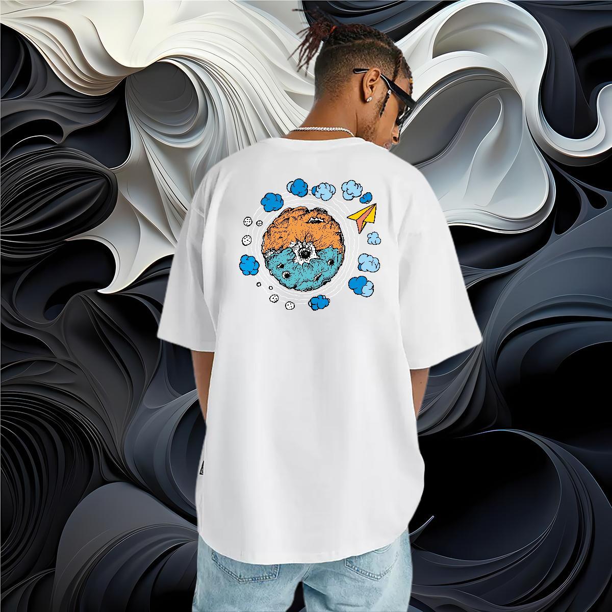 Comfortable T Shirts Men 230g Cotton sky High Street Hip Hop Oversized 4XL Breathable Crew Neck Men Tshirts 2024 Designer Top Tees