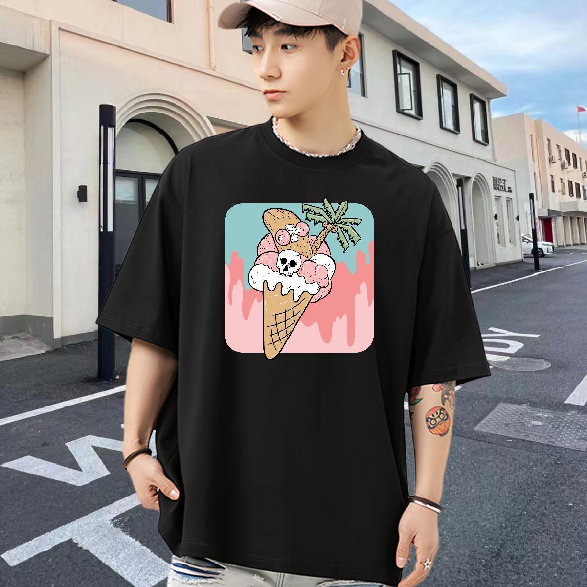 Brand T-Shirts 230g Pure Cotton Halloween Street Casual Custom Big Size O-Neck Short Sleeve Tshirt for Man Woman 2024 New Top Tees