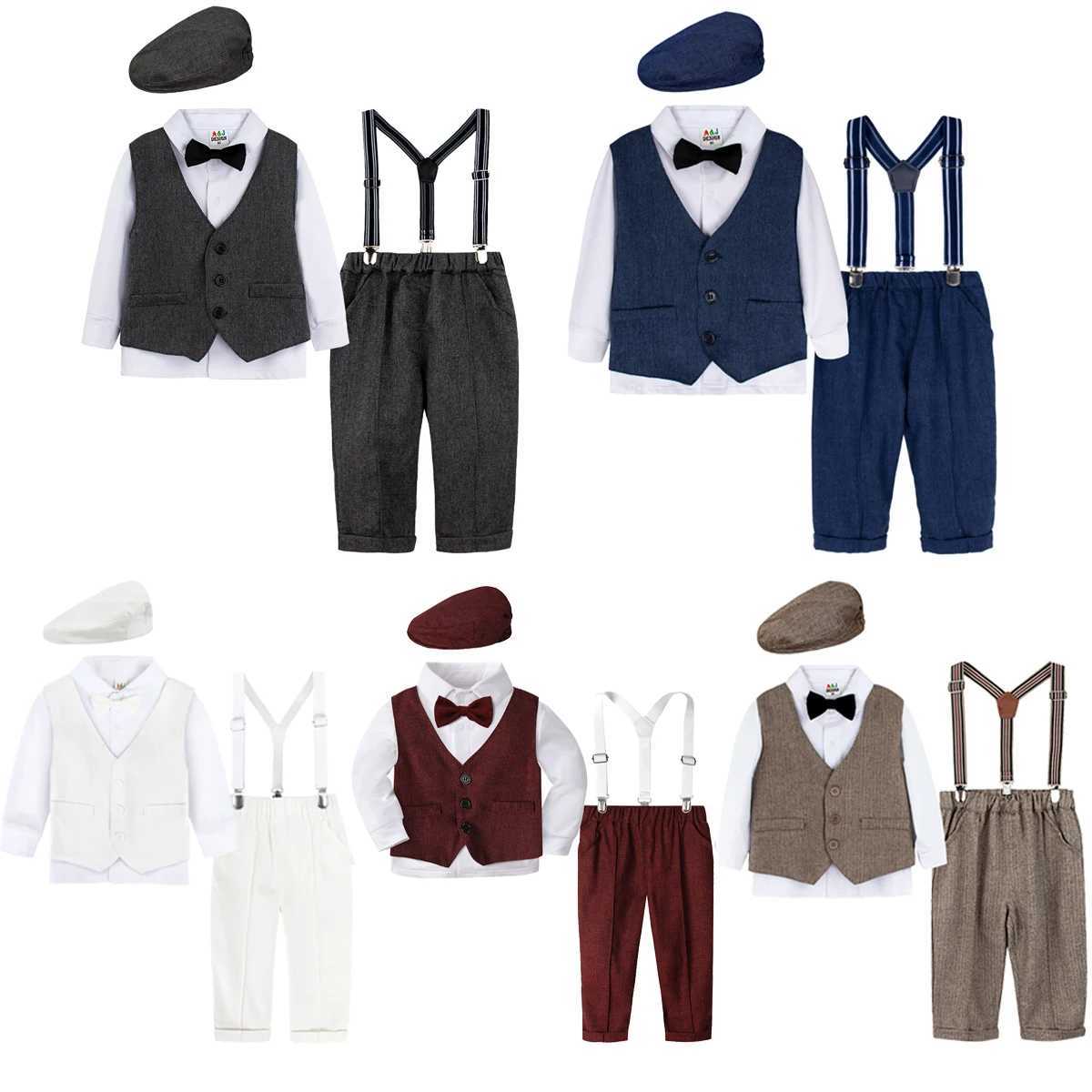 Baby Christmas Set Preschool Baptist Set Boys White Church Dress Set Wedding Formal Dress Set 4 pieces W240823