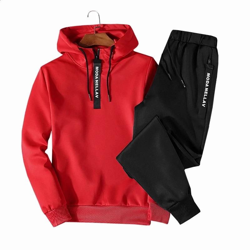 Mens Sweatshirt Set HoodiesSweatpants Tracksuit Men 2 Piece Outfits Jogger Bottom Suit Male Pullover Hoodie Sets 240822
