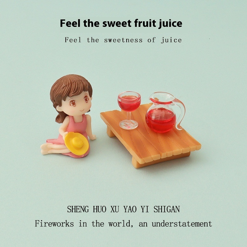 Cute Childhood Dreamhouse Accessories Tiny Dining Table and Beverage Collection