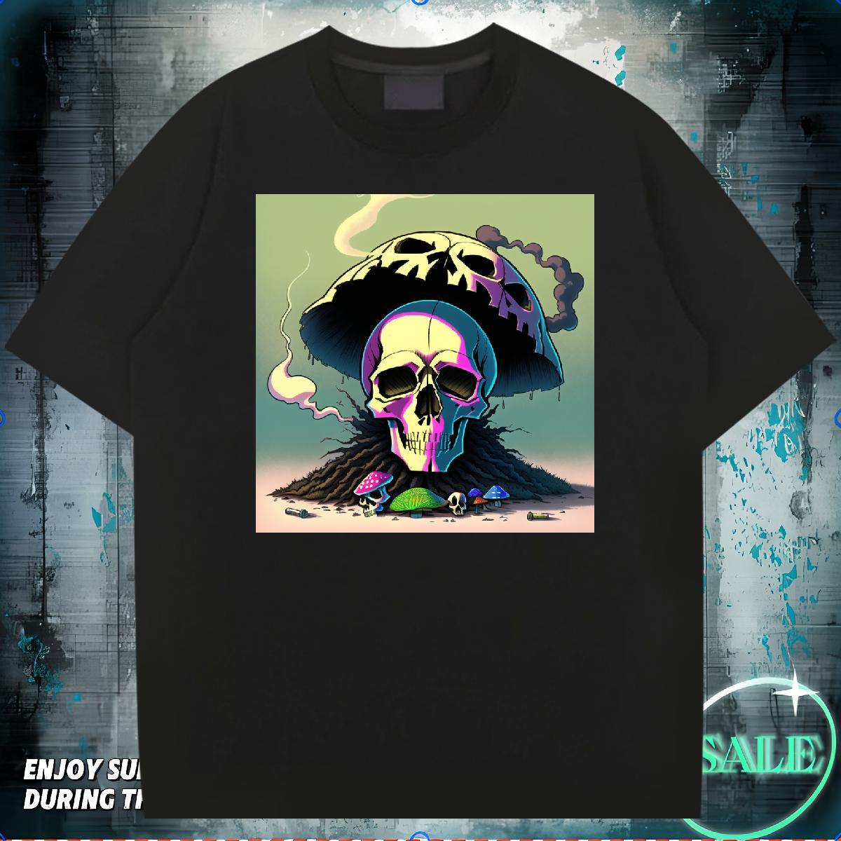 Soft T shirt 230g Cotton skull Street Casual Oversized 4XL Breathable Short Sleeve Men Tees Casual New Tees Shirts