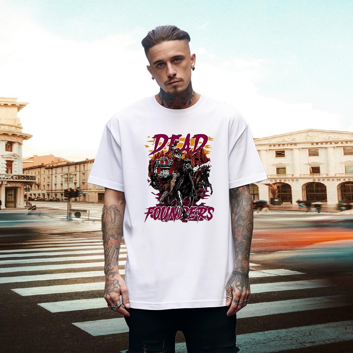 Popular T Shirts Men 100% Cotton 230g skull Casual Daily Wear Custom Print Oversized Breathable Men Tees 2024 DIY Tee Shirt