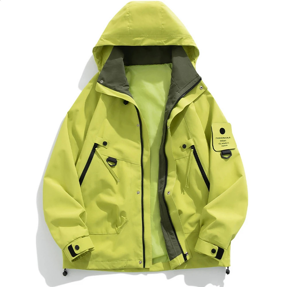 Autumn Mens Casual Jackets Korean Fashion Outdoor Hooded Windbreaker Waterproof Black Bomber Camping Loose Thin Coats 240822