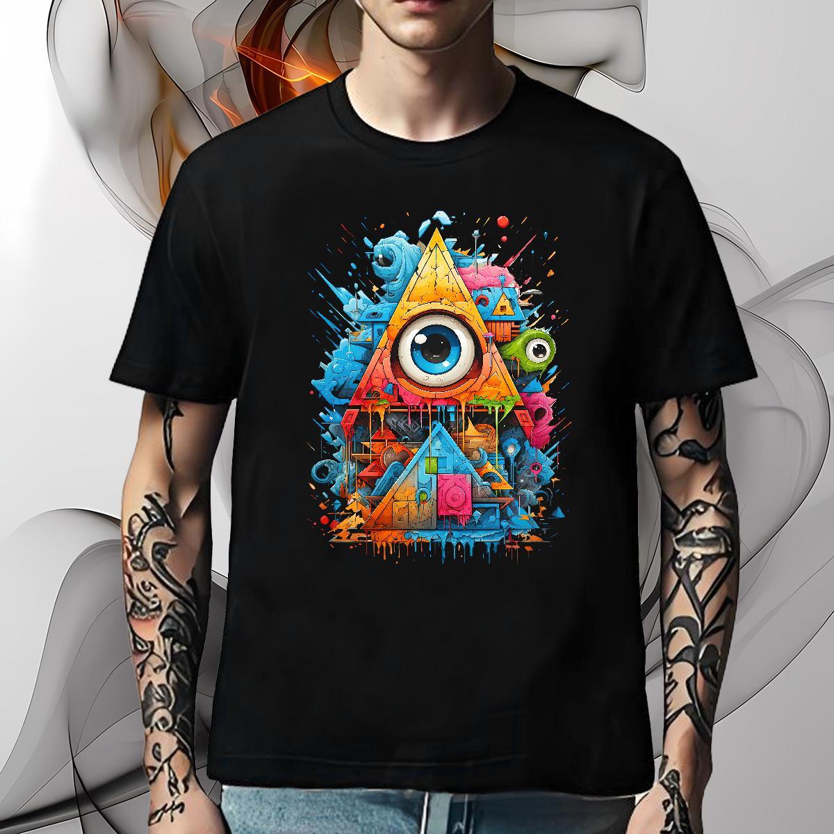 Comfortable T Shirt For Man 230g 100% Cotton eye of the devil Casual Oversized 4XL Crew Neck Breathable Couples T Shirts New Tops Shirt