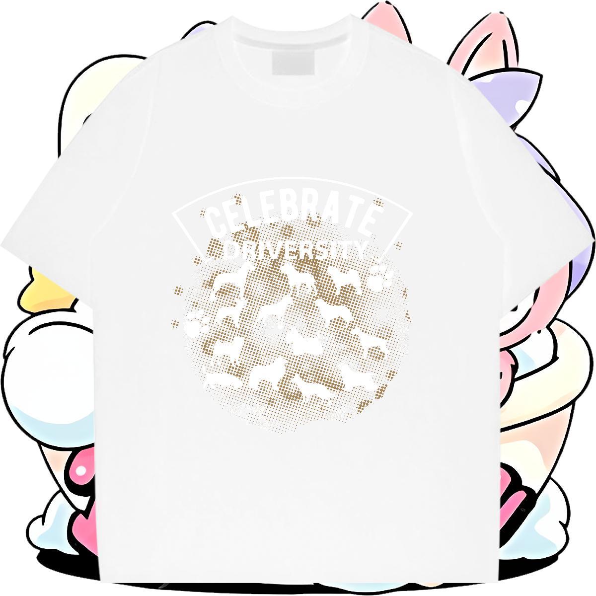 Soft Couples T Shirts 230g Pure Cotton Celebrate driversity Daily Outfit Women T Shirts Crew Neck Anime Oversized Polos