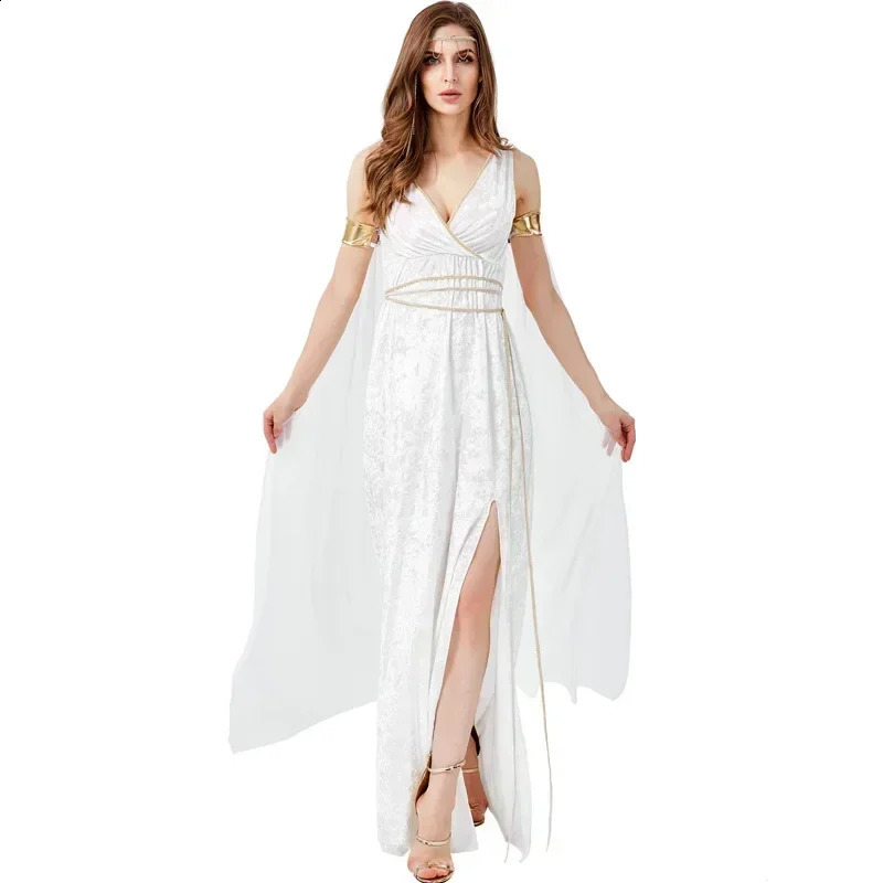 Statue of Liberty Greek mythological figure high seam white goddess dress stage costume Halloween 240823