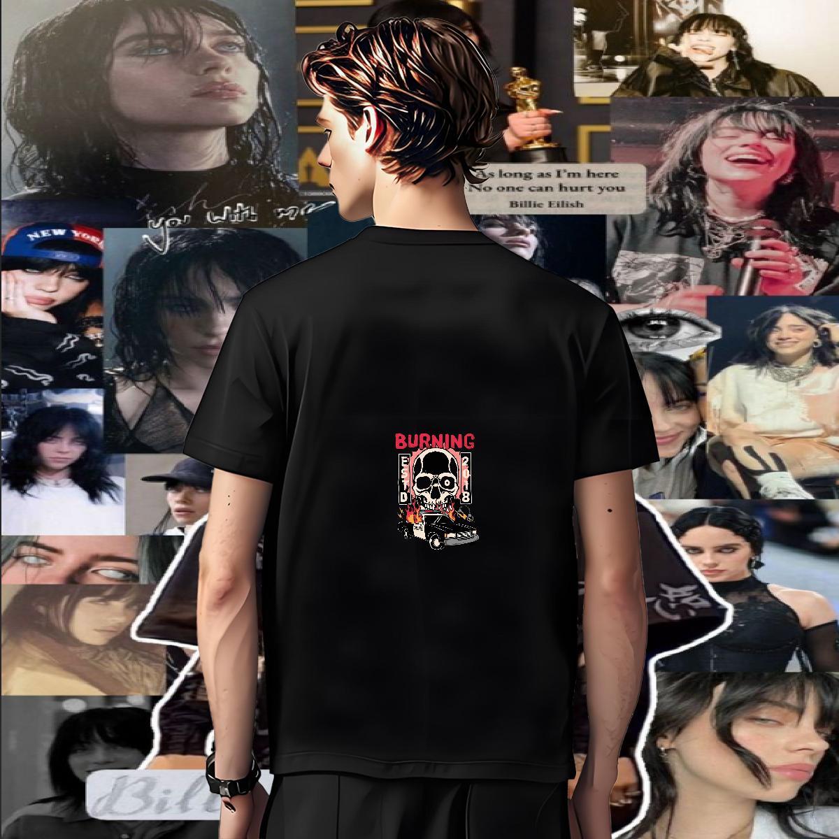 Comfortable T-Shirts 230g Cotton skull Casual Daily Wear DIY Breathable Short Sleeve Men Clothes T-Shirt Wholesale Tops
