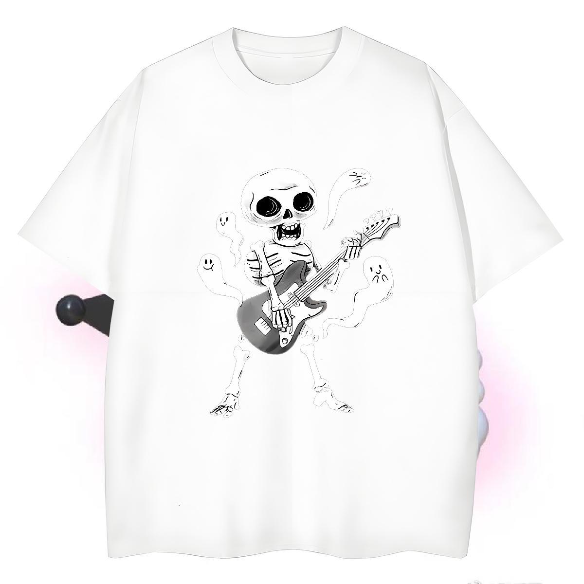 Brand Man T Shirts 100% Cotton 230g skull Anime Printing Street DIY Printed O Neck Short Sleeves Tshirt for Man Woman Casual New Tshirts