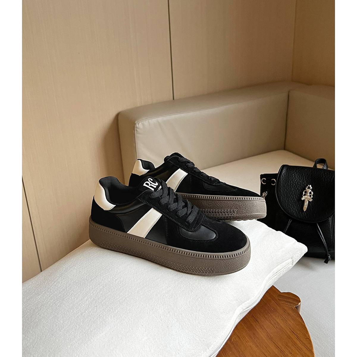 Ddmysports Cowhide Edition Premium Genuine Leather Training For Women Spring New Versatile Color Blocked Board Shoes OUTDOOR