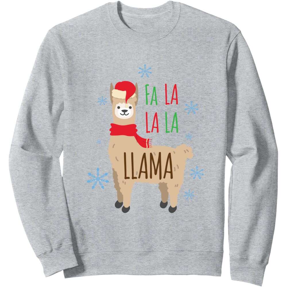 Long Sleeve Shirts for Men sweatshirt Fa la Llama Christmas Winter Snow Lamb Funny Gift Sweatshirt T shirt Tee Streetwear Casual tops clothes
