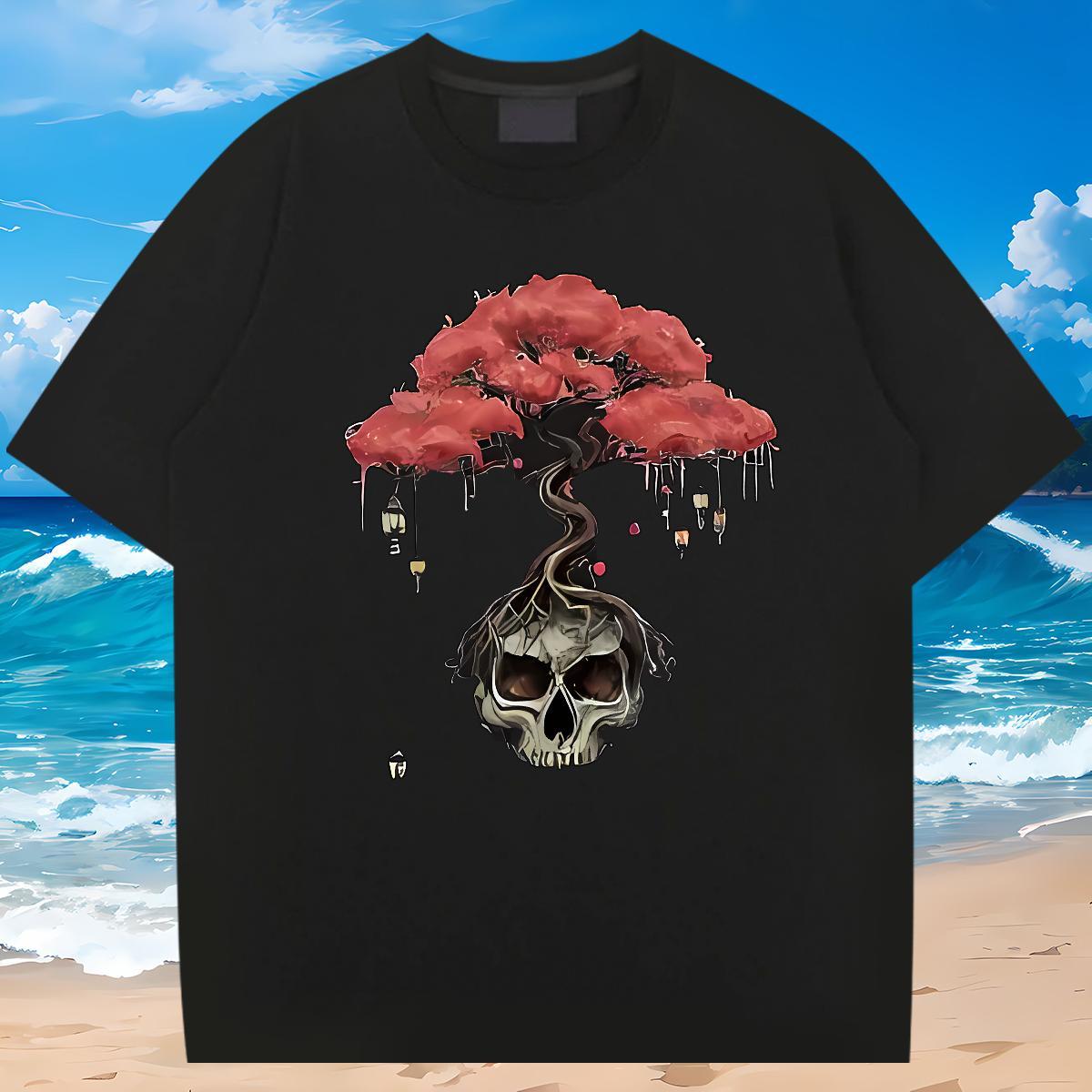 Designer T Shirt For Man 230g 100% Cotton skull Casual Daily Wear Cartoon Printing L-4XL Breathable Crew Neck Men Tshirts Custom Tees Shirts