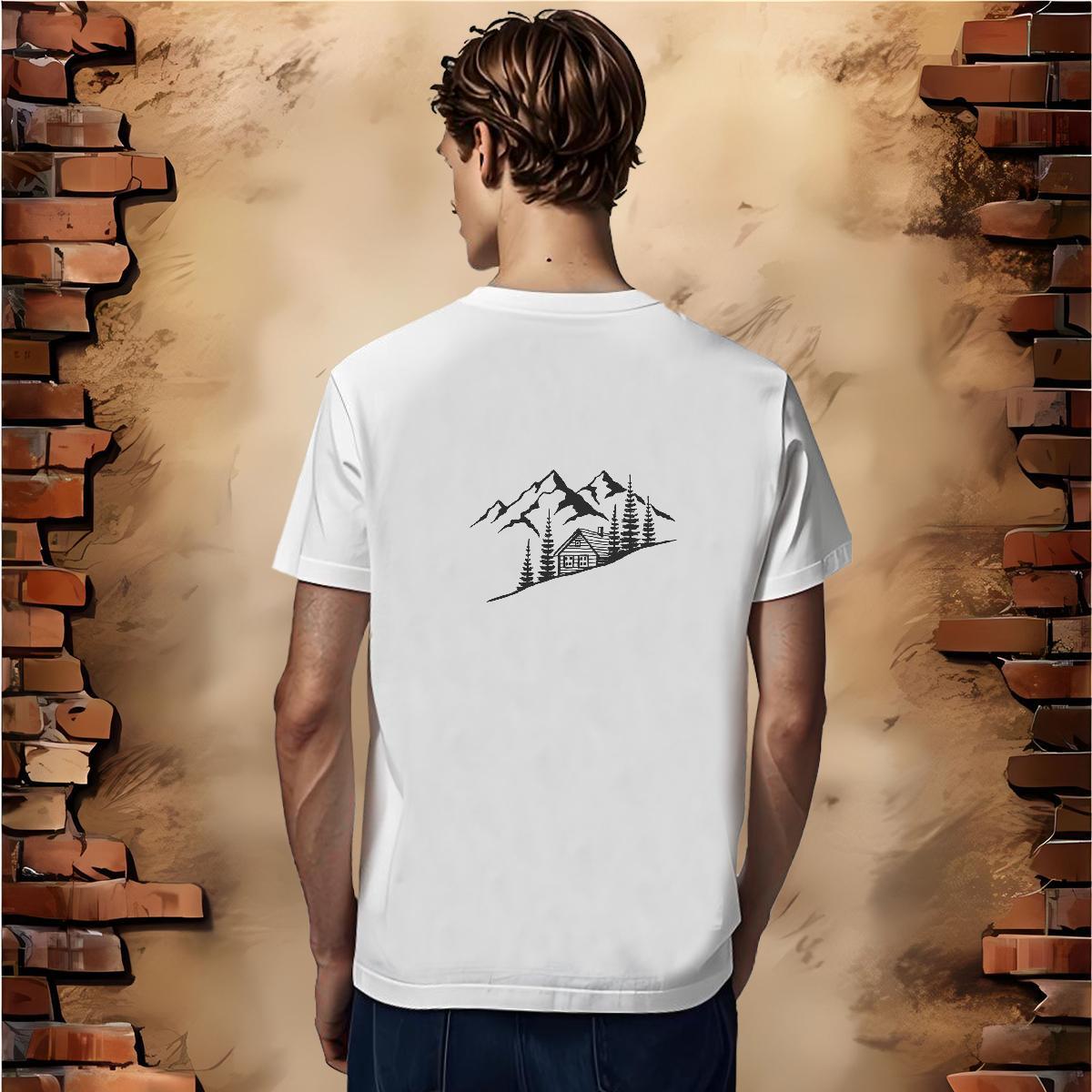 Comfortable T Shirts Men 230g Pure Cotton mountains Hip Hop Street DIY Printed Breathable Tshirts Custom Tops