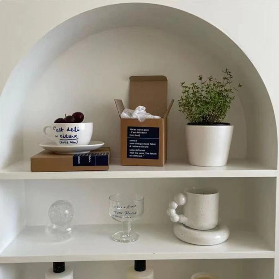 Simple Blue Letter Ceramic Mug and Saucer Set French Retro Romantic Coffee Cup Milk Cup Simple Korean Style 240822