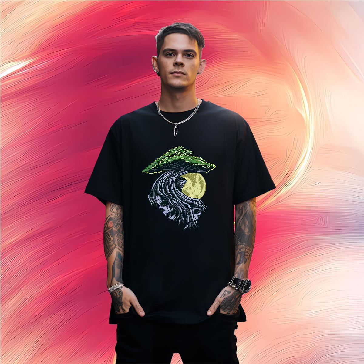 Wholesale T-Shirts 230g 100% Cotton skull Street Casual DIY O-Neck Short Sleeve Couples T Shirts Fashion Designer Clothes