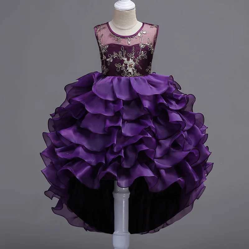 Embroidered baby girl princess flower wedding Christmas party Tutu dress childrens elegant vest 3-15 years old teenagers W240823