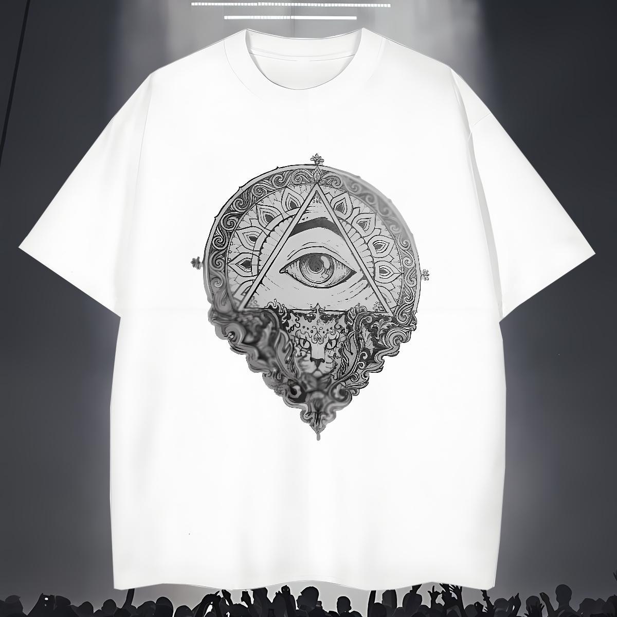 Brand T Shirt For Man 230g Pure Cotton eye of the devil Spring Summer Custom Printing Round Neck Short Sleeve Tshirt for Man Woman 2024 DIY Tops Tees