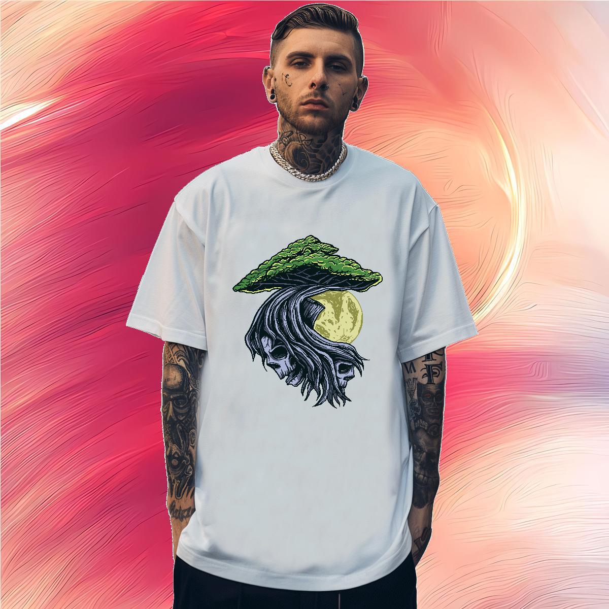 Wholesale T-Shirts 230g 100% Cotton skull Street Casual DIY O-Neck Short Sleeve Couples T Shirts Fashion Designer Clothes
