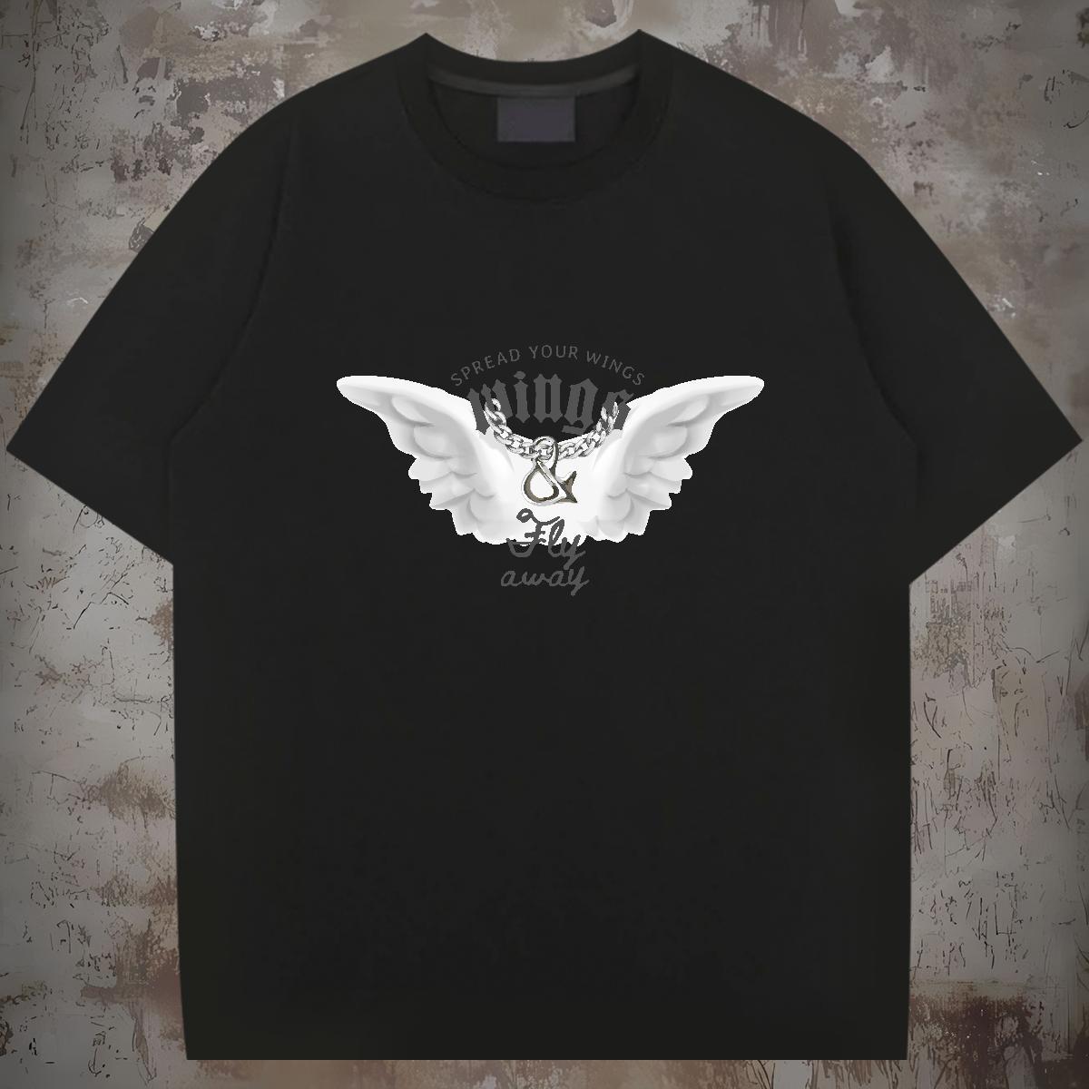 Cool Design T Shirt For Man 230g Cotton wing Street Plus Size Cartoon Breathable Men Tees Fashion Designer Tops