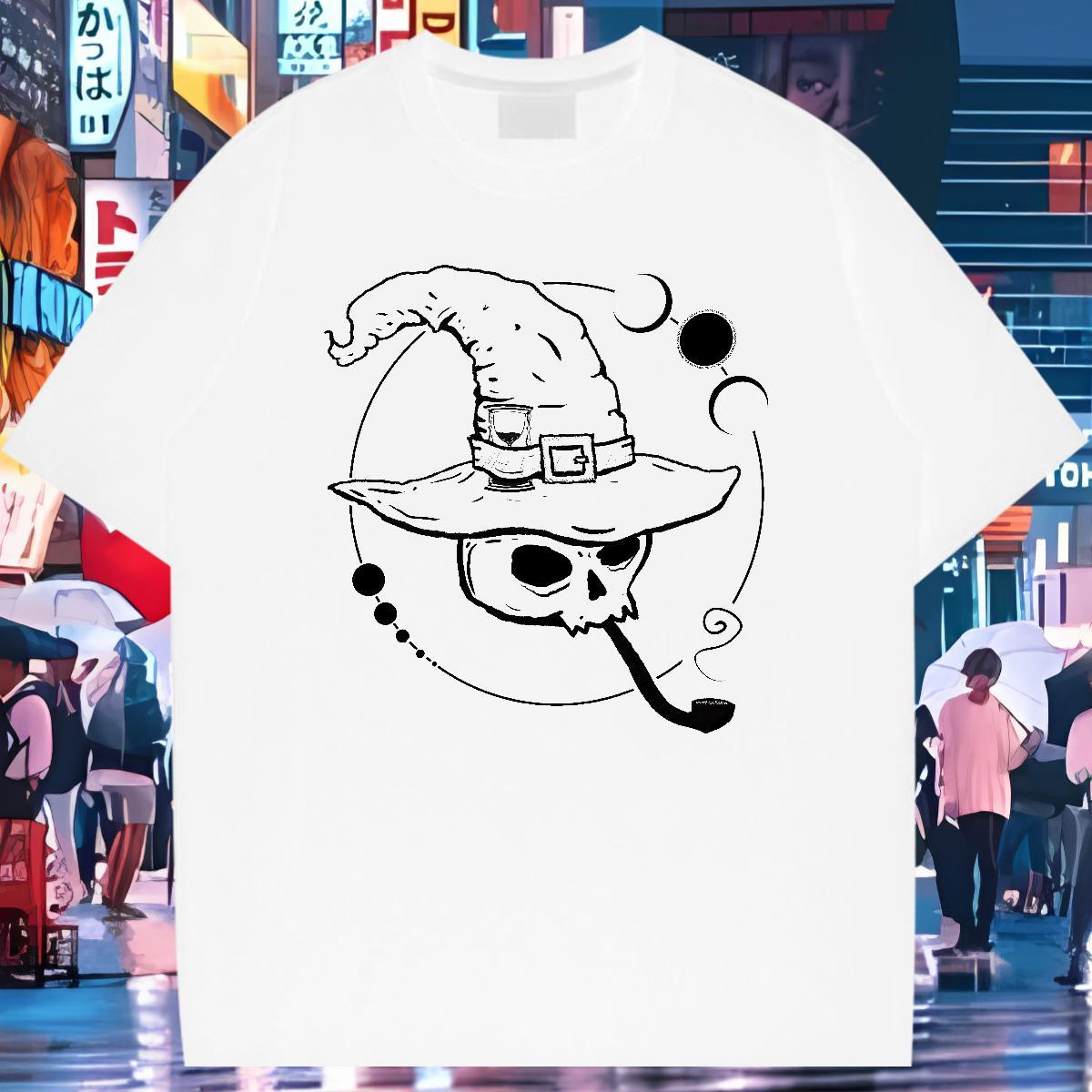Free Shipping Mens T Shirts 230g Cotton skull Summer Casual Custom Print Oversized Breathable Mens Tshirts Fashion New Tops Shirt