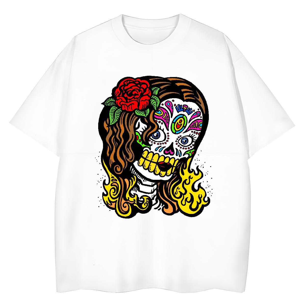 Soft T-Shirts 100% Cotton 230g flower Street Casual Custom Print Oversized Breathable Short Sleeve Men Tshirts 2024 Designer Clothes