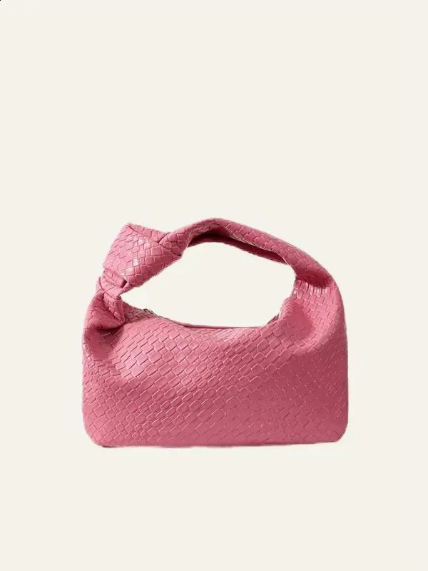 Summer Temperament Elegant Solid Color Knot n Handbag Fashion Pu Leather Casual Versatile Highquality Daily Commuting Bag 240826